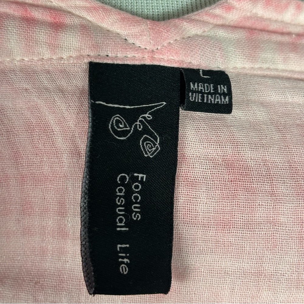 Focus Casual Life Gauze Top Pink Women's Size Large Asymmetric Hem Lagenlook - Picture 6 of 7